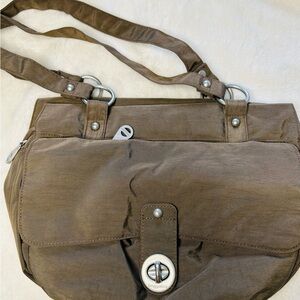 Baggallini Tan Crossbody Bag with Blue Interior